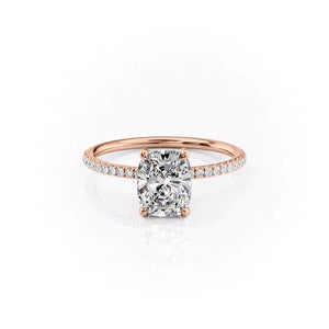 The Pave Crown Kamellie Set With A 1 Carat Elongated Cushion Lab Diamond