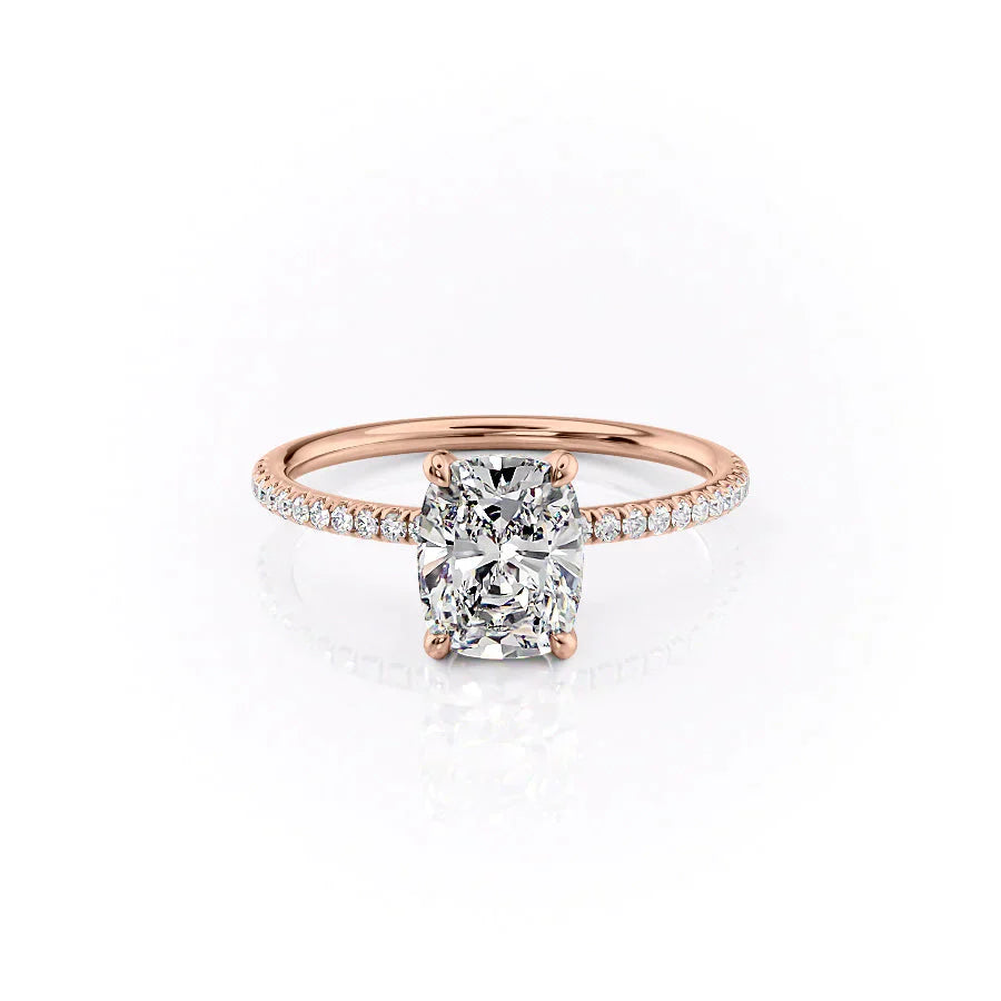 The Pave Crown Kamellie Set With A 4.5 Carat Elongated Cushion Moissanite