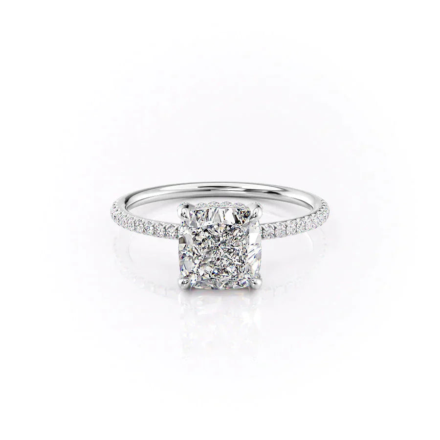 The Pave Crown Kamellie Set With A 3 Carat Cushion Moissanite