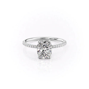 The Pave Crown Kamellie Set With A 5 Carat Elongated Cushion Moissanite