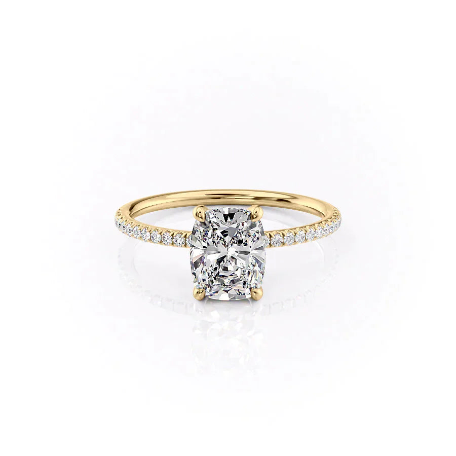 The Pave Crown Kamellie Set With A 4 Carat Elongated Cushion Moissanite
