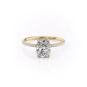 The Pave Crown Kamellie Set With A 1 Carat Elongated Cushion Moissanite