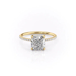 The Pave Crown Kamellie Set With A 2 Carat Cushion Moissanite