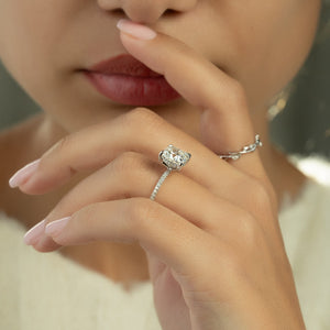 The Pave Crown Kamellie Set With A 1 Carat Cushion Lab Diamond