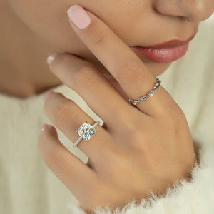 The Pave Crown Kamellie Set With A 1 Carat Cushion Lab Diamond