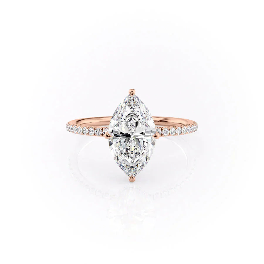 The Pave Crown Kamellie Set With A 1.5 Carat Marquise Moissanite