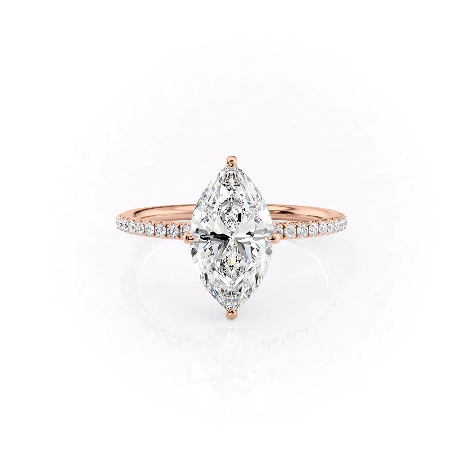 The Pave Crown Kamellie Set With A 1 Carat Marquise Lab Diamond