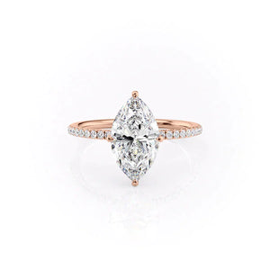 The Pave Crown Kamellie Set With A 3 Carat Marquise Lab Diamond
