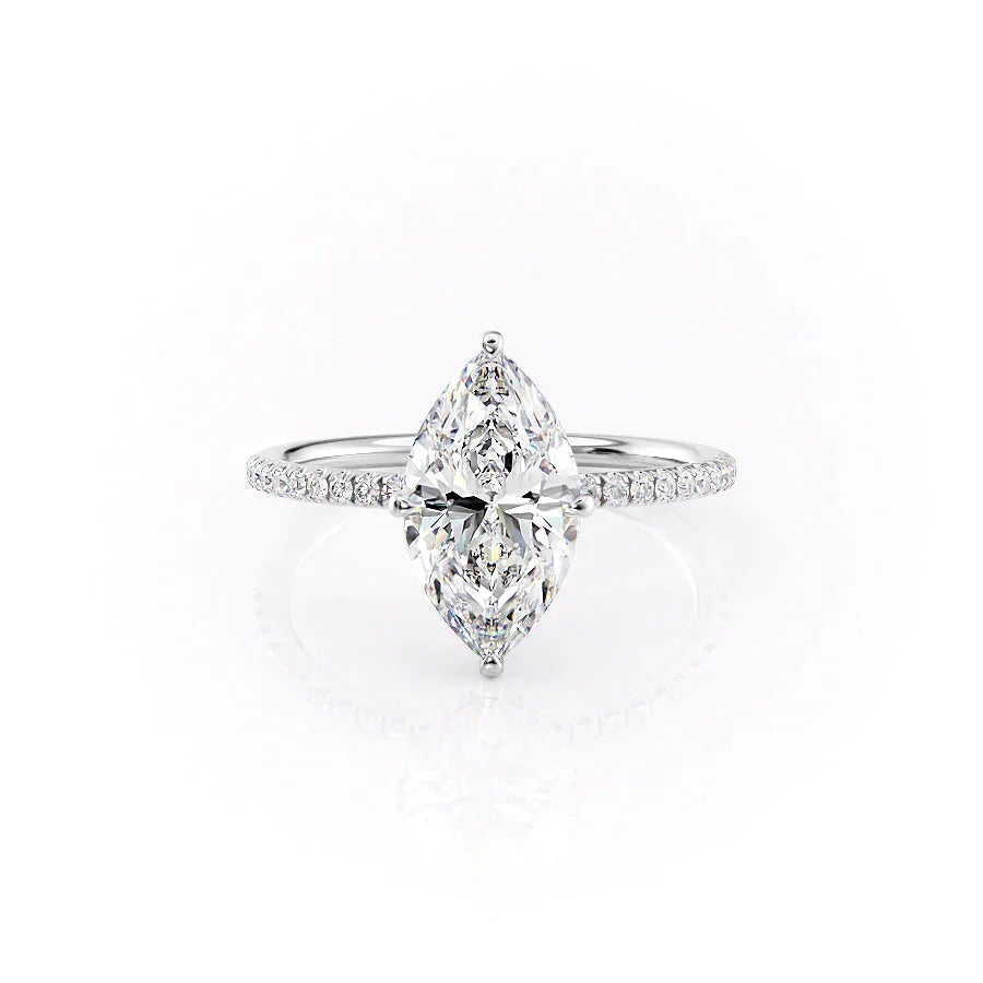 The Pave Crown Kamellie Set With A 1.5 Carat Marquise Lab Diamond