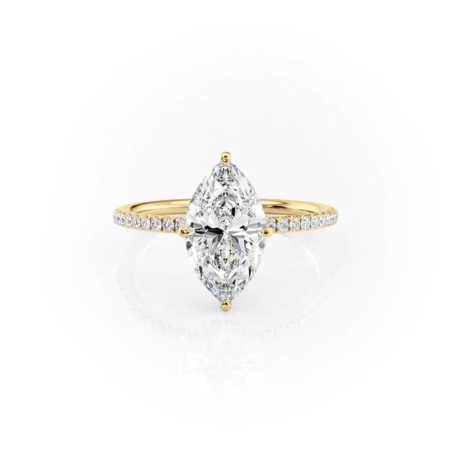 The Pave Crown Kamellie Set With A 2 Carat Marquise Moissanite