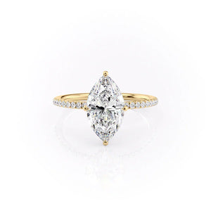 The Pave Crown Kamellie Set With A 1 Carat Marquise Moissanite