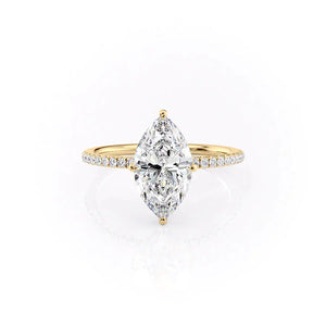 The Pave Crown Kamellie Set With A 2.5 Carat Marquise Lab Diamond