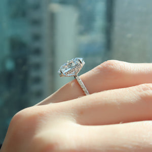 The Pave Crown Kamellie Set With A Oval Moissanite