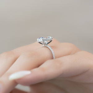 The Pave Crown Kamellie Set With A Oval Moissanite