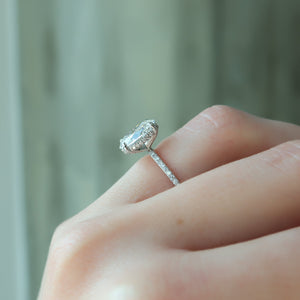 The Pave Crown Kamellie Set With A Oval Moissanite