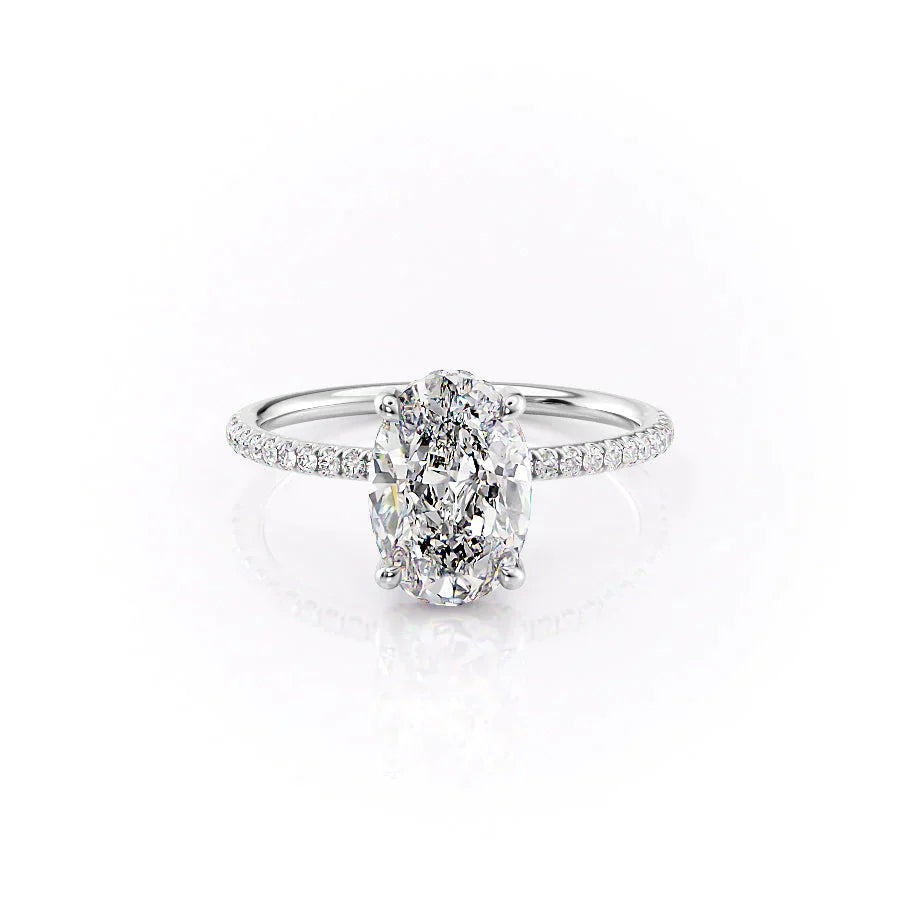 The Pave Crown Kamellie Set With A 1.5 Carat Oval Lab Diamond