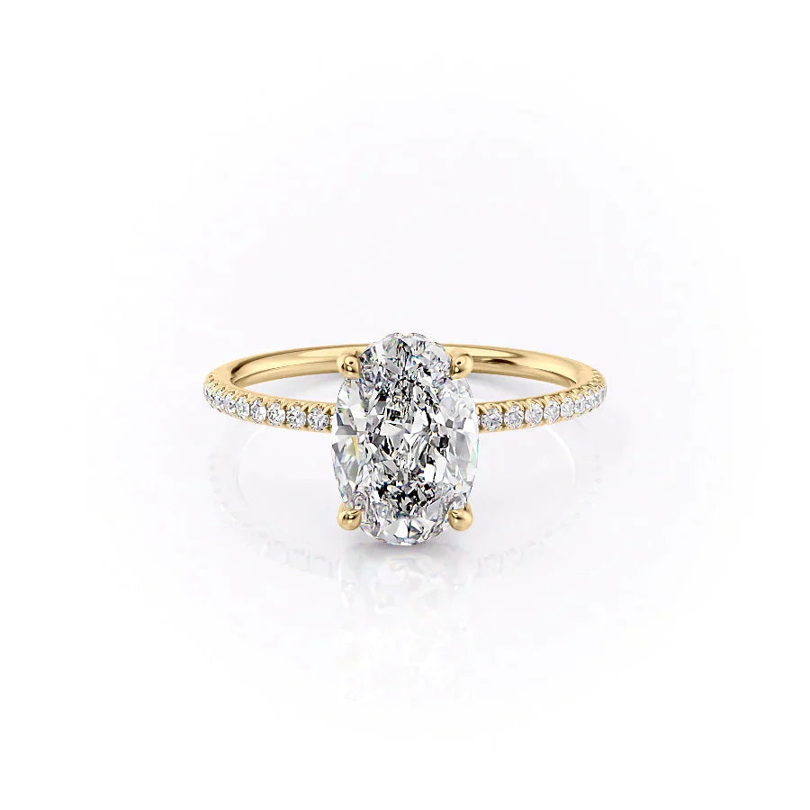 The Pave Crown Kamellie Set With A 3 Carat Oval Lab Diamond