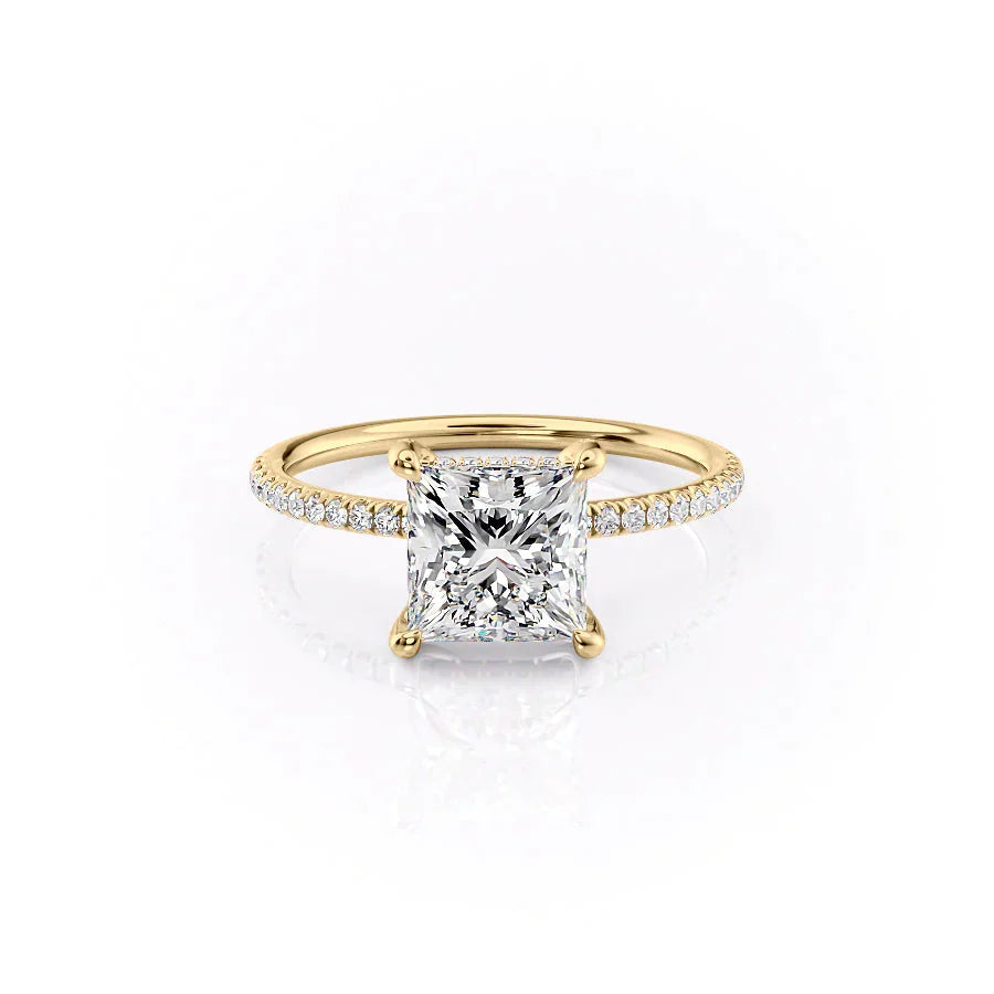 The Pave Crown Kamellie Set With A 1.5 Carat Princess Lab Diamond