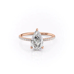 The Pave Crown Kamellie Set With A 3.5 Carat Pear Moissanite