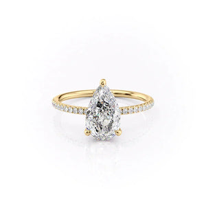 The Pave Crown Kamellie Set With A 3 Carat Pear Lab Diamond