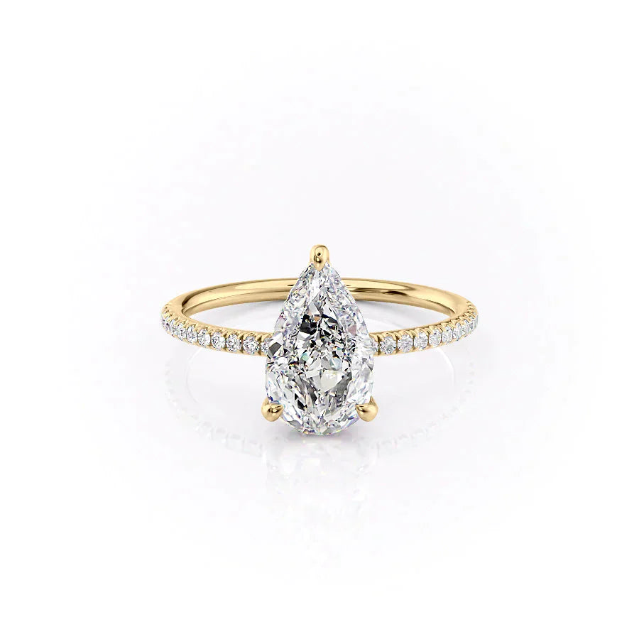 The Pave Crown Kamellie Set With A 2.5 Carat Pear Lab Diamond