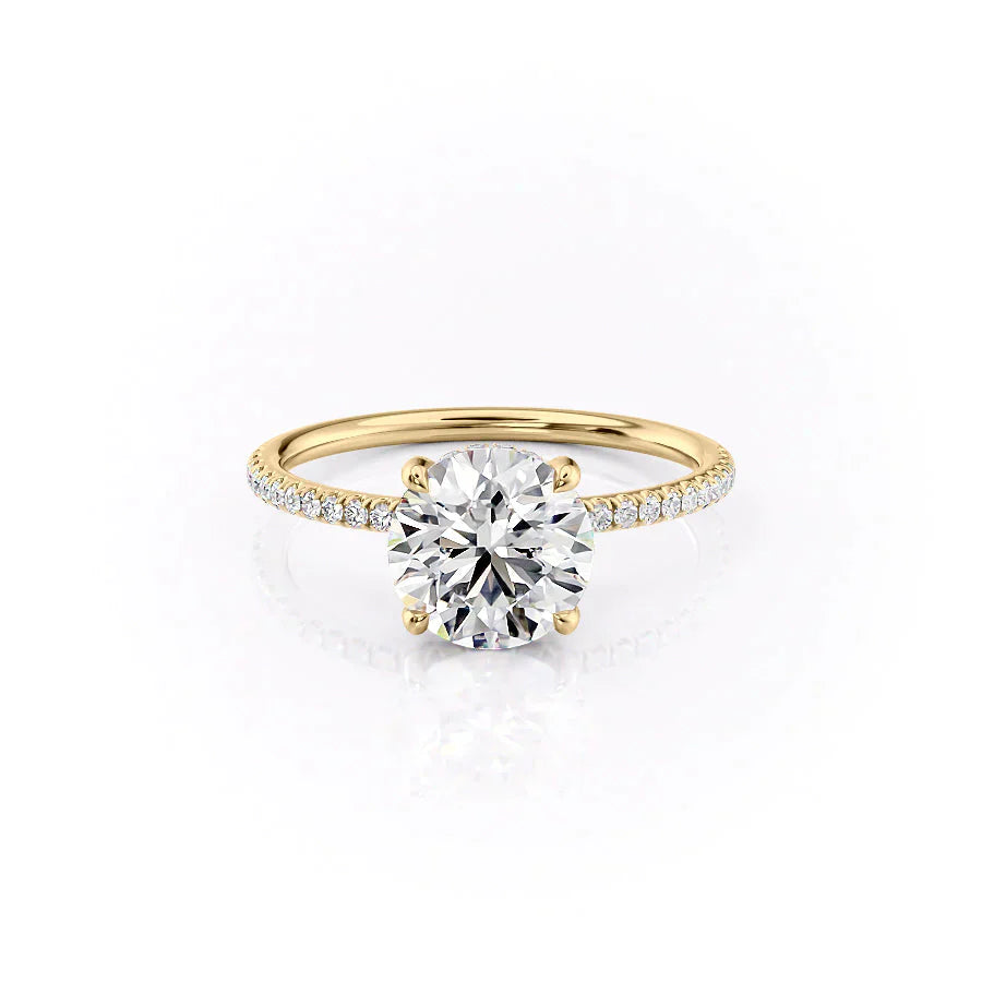 The Pave Crown Kamellie Set With A 3.5 Carat Round Moissanite