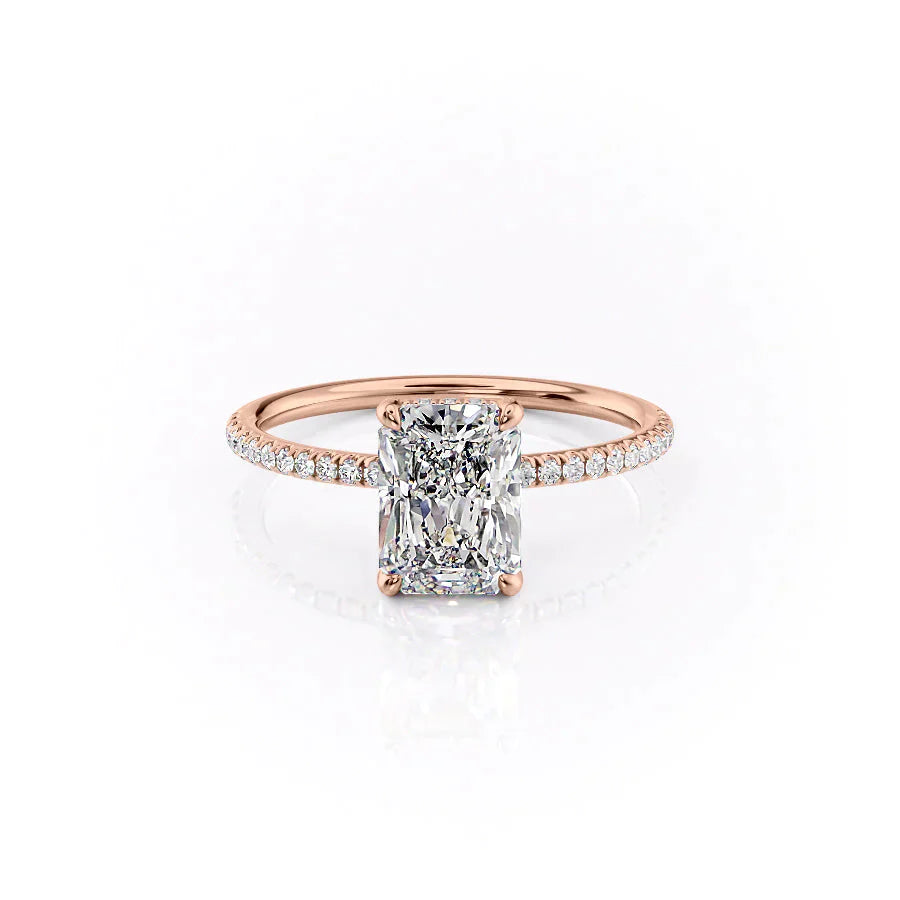 The Pave Crown Kamellie Set With A 1 Carat Radiant Moissanite