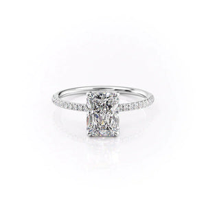 The Pave Crown Kamellie Set With A 1.5 Carat Radiant Moissanite