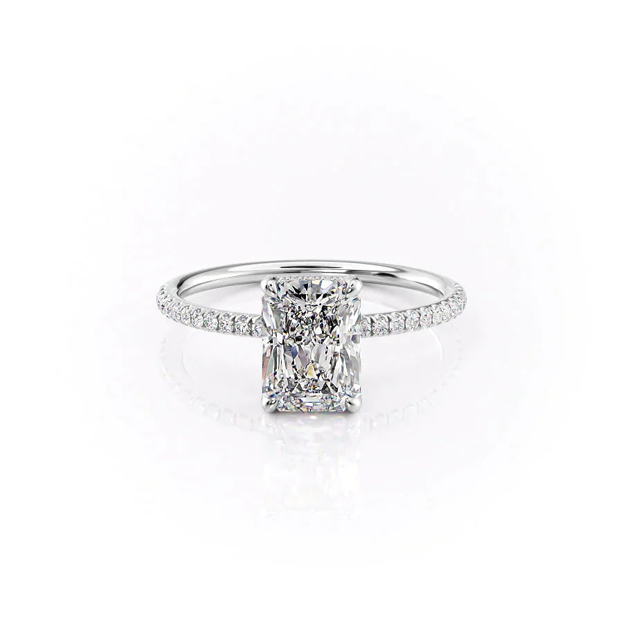 The Pave Crown Kamellie Set With A 1 Carat Radiant Moissanite