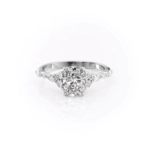 The Kristen Set With A 2.5 Carat Elongated Cushion Moissanite