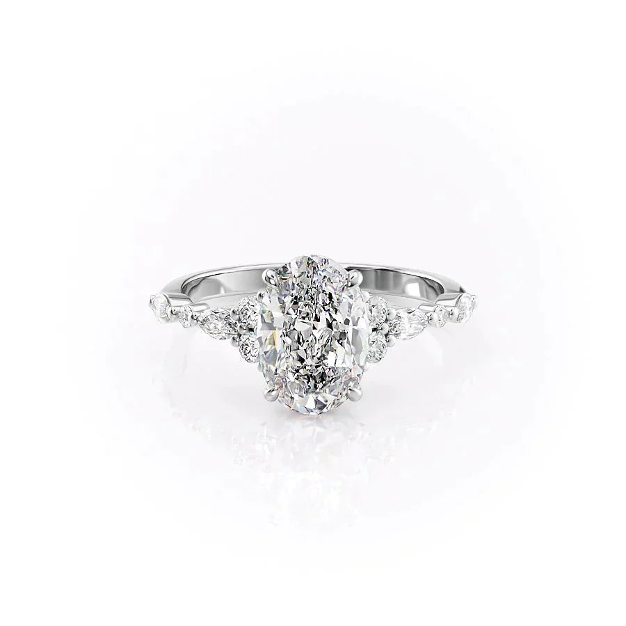 The Kristen Set With A 1.5 Carat Oval Moissanite