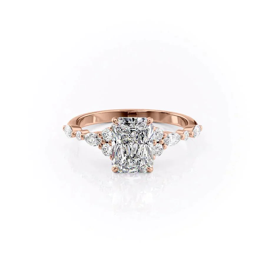The Kristen Set With A 1.5 Carat Radiant Moissanite
