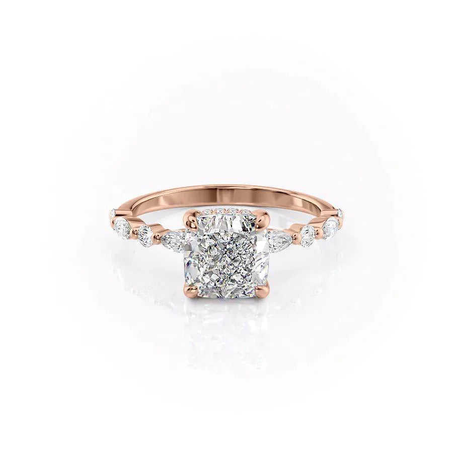 The Lindsey Set With A 1 Carat Cushion Moissanite