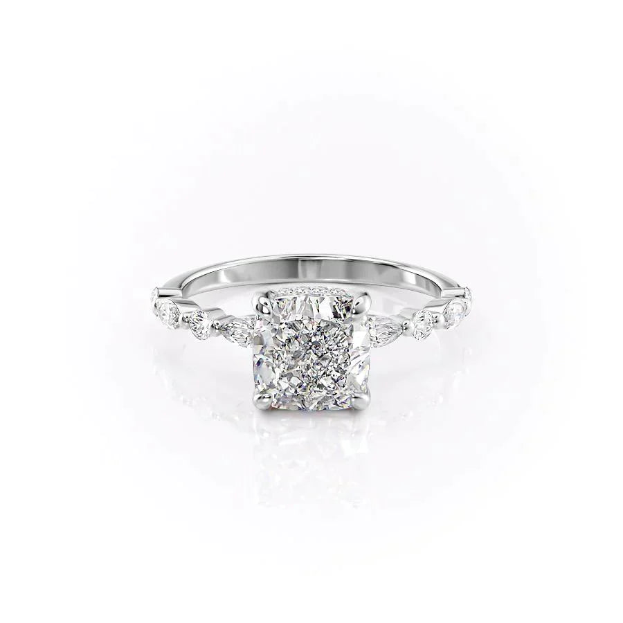 The Lindsey Set With A 1.5 Carat Cushion Moissanite