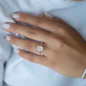 The Lindsey Set With A 4.5 Carat Elongated Cushion Moissanite
