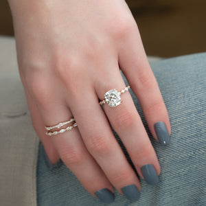 The Lindsey Set With A 4.5 Carat Elongated Cushion Moissanite