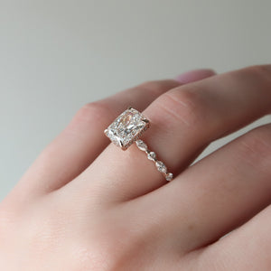 The Lindsey Set With A 4.5 Carat Elongated Cushion Moissanite