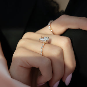 The Lindsey Set With A 4.5 Carat Elongated Cushion Moissanite