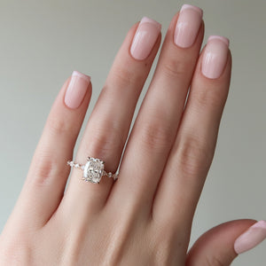 The Lindsey Set With A 4.5 Carat Elongated Cushion Moissanite