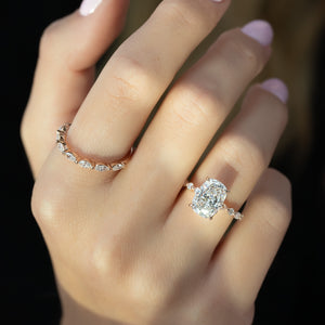 The Lindsey Set With A 4.5 Carat Elongated Cushion Moissanite