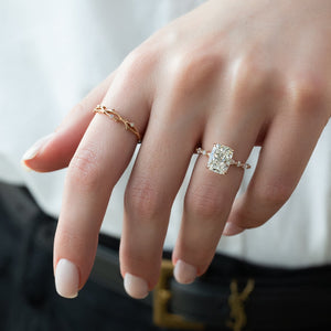 The Lindsey Set With A 4.5 Carat Elongated Cushion Moissanite