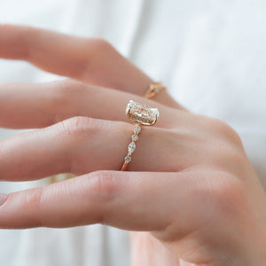 The Lindsey Set With A 4.5 Carat Elongated Cushion Moissanite