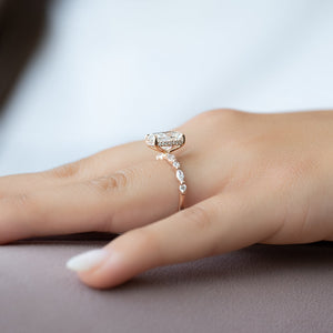 The Lindsey Set With A 4.5 Carat Elongated Cushion Moissanite