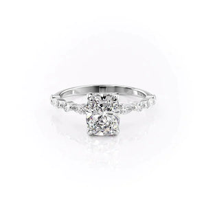 The Lindsey Set With A 5 Carat Elongated Cushion Moissanite
