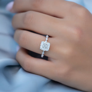 The Lindsey Set With A 1.5 Carat Elongated Cushion Moissanite