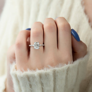 The Lindsey Set With A 1.5 Carat Elongated Cushion Moissanite