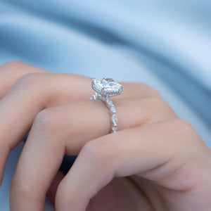 The Lindsey Set With A 1.5 Carat Elongated Cushion Moissanite