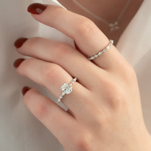 The Lindsey Set With A 1.5 Carat Elongated Cushion Moissanite