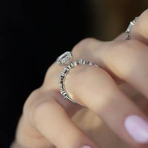 The Lindsey Set With A 1.5 Carat Elongated Cushion Moissanite