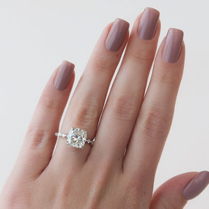 The Lindsey Set With A 1.5 Carat Elongated Cushion Moissanite